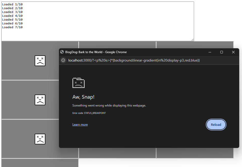 Crashing interrupts the loading of iframes