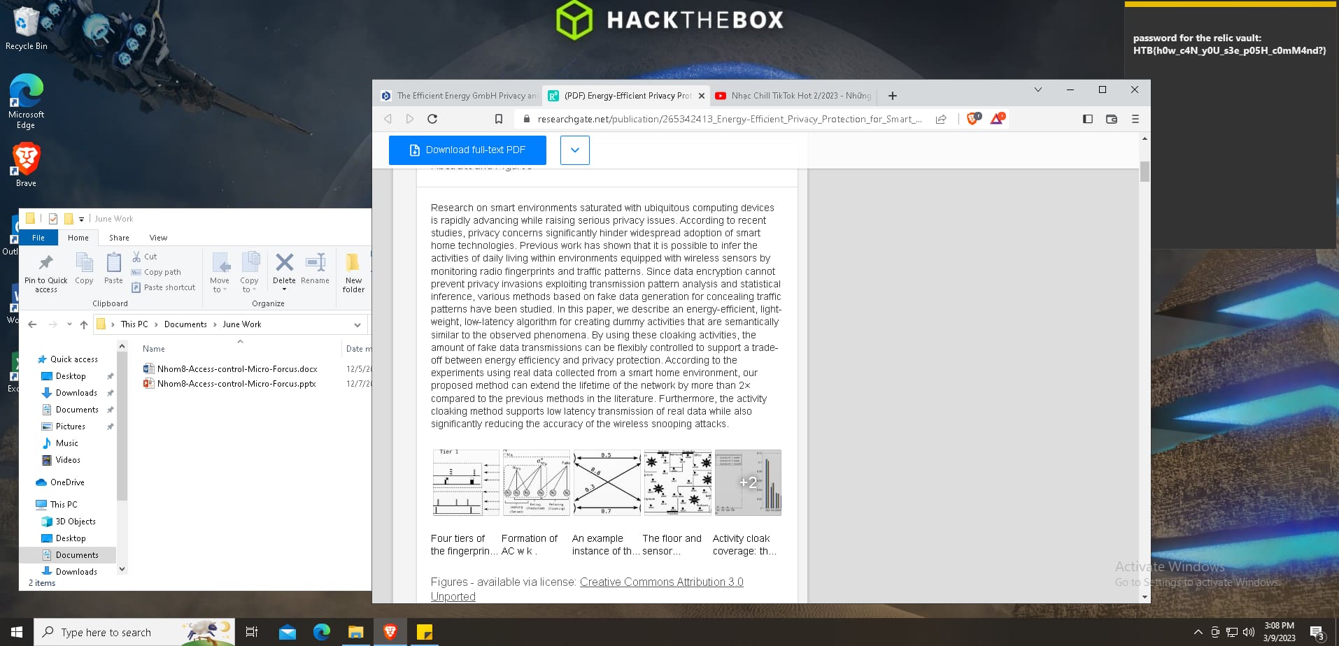 The final screenshot on a Windows machine showing a note with the flag in the top right corner