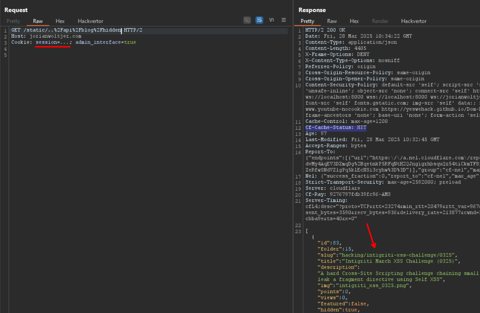 Requesting payload URL results in cloudflare caching the response