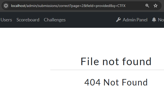 404 Not Found page after searching for "CTFX" on the 2nd page