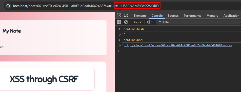 Hash in URL bar, but not showing in DevTools Console