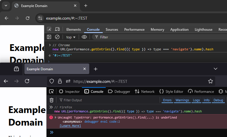 Workaround helps on Chromium, but not on Firefox, it throws an error