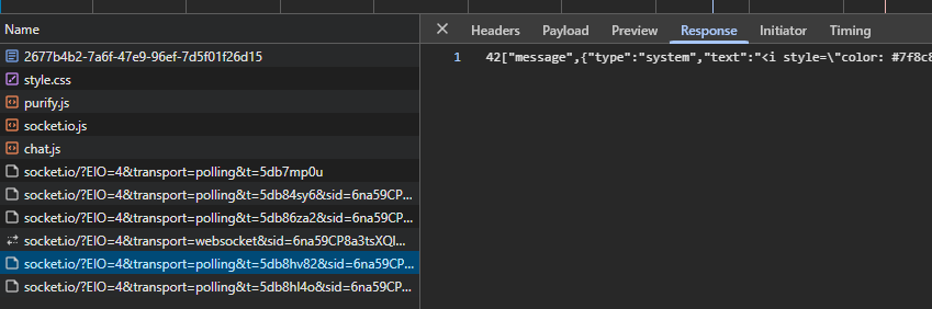 socket.io polling requests DevTools Network tab