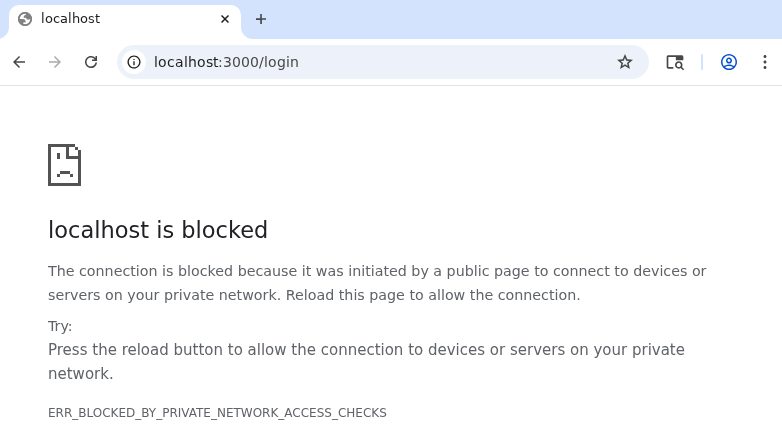 Error in bot's browser saying ERR_BLOCKED_BY_PRIVATE_NETWORK_ACCESS_CHECKS