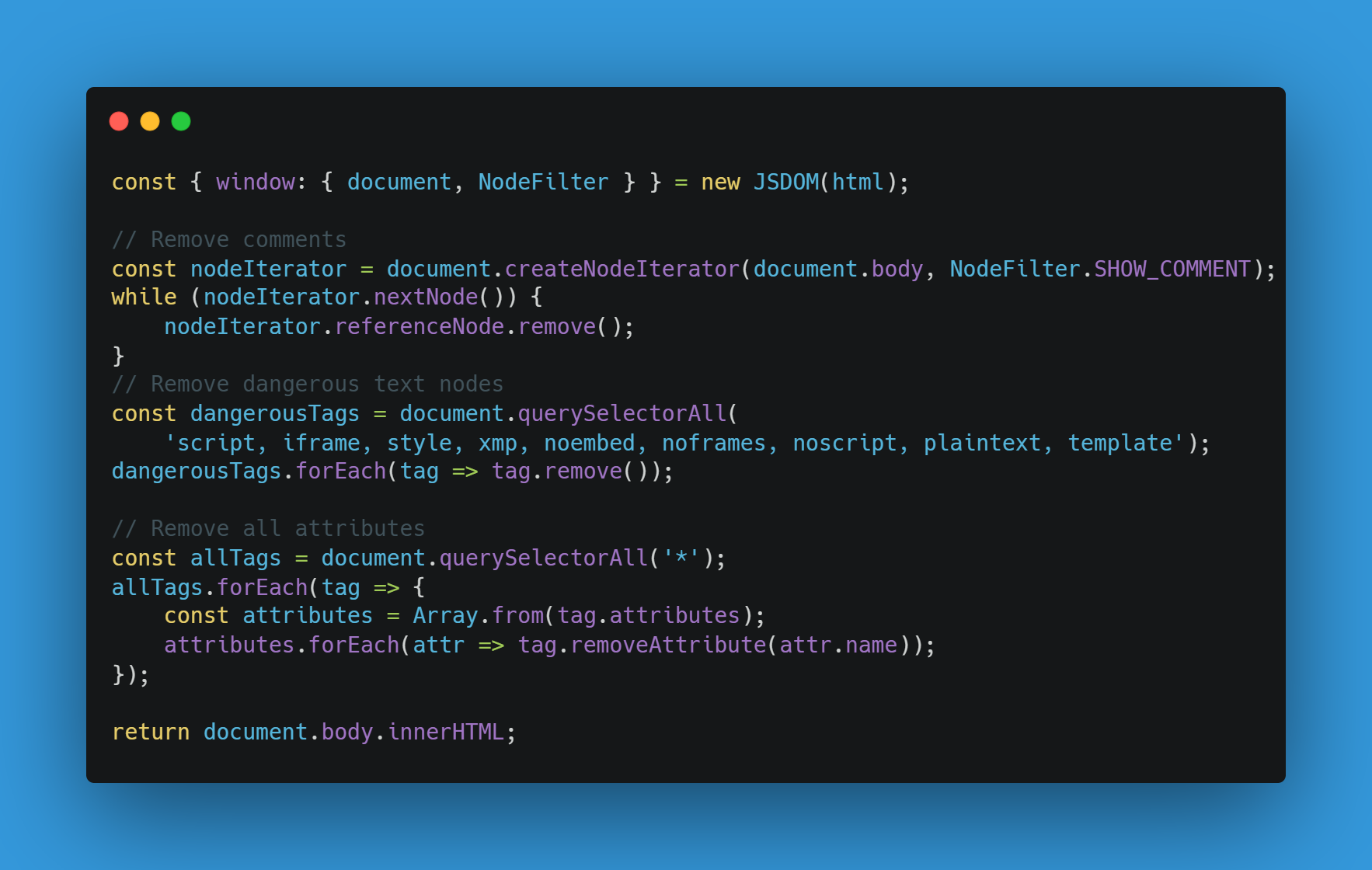 Original challenge source code snippet of sanitize() function