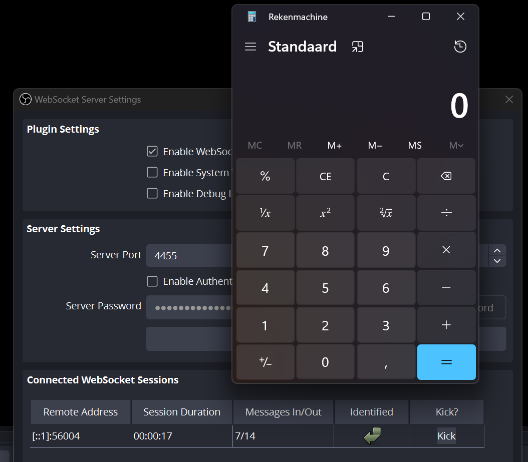 Calculator open over insecure OBS configuration
