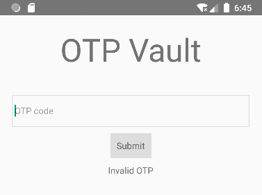 OTP Vault in Android Studio emulator
