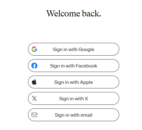 Sign in buttons on Medium.com