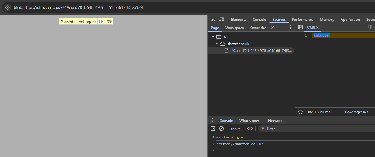 Opening Blob URL in new tab makes window.origin return shazzer.co.uk origin