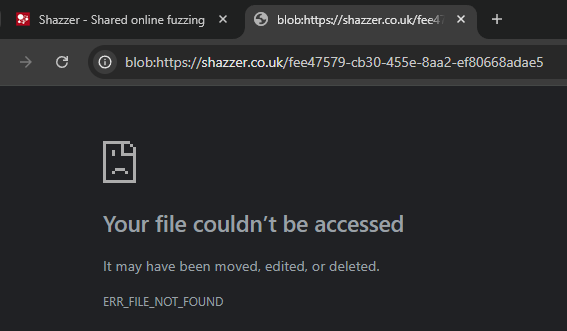 Chrome error ERR_FILE_NOT_FOUND when navigating to leaked Blob