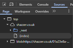 Blob URL in DevTools Sources tab