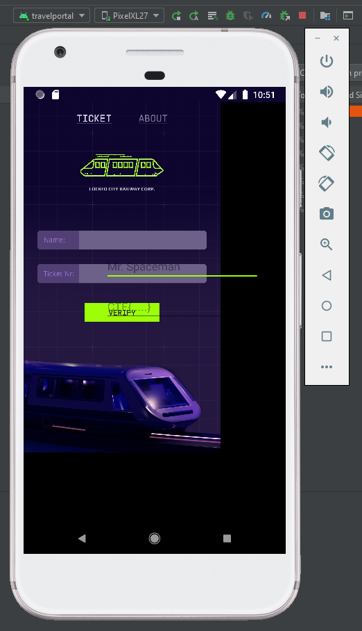 Screenshot of the phone after starting the app in Android Studio