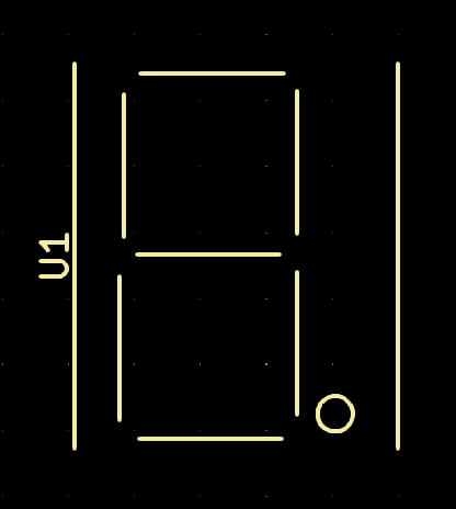 The bottom layer in KiCad showing a 7-segment display