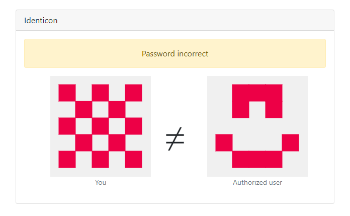 Our identicon showing a checkerboard pattern