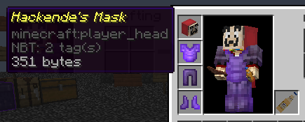 A player head item with the Anonymous Mask on the players head