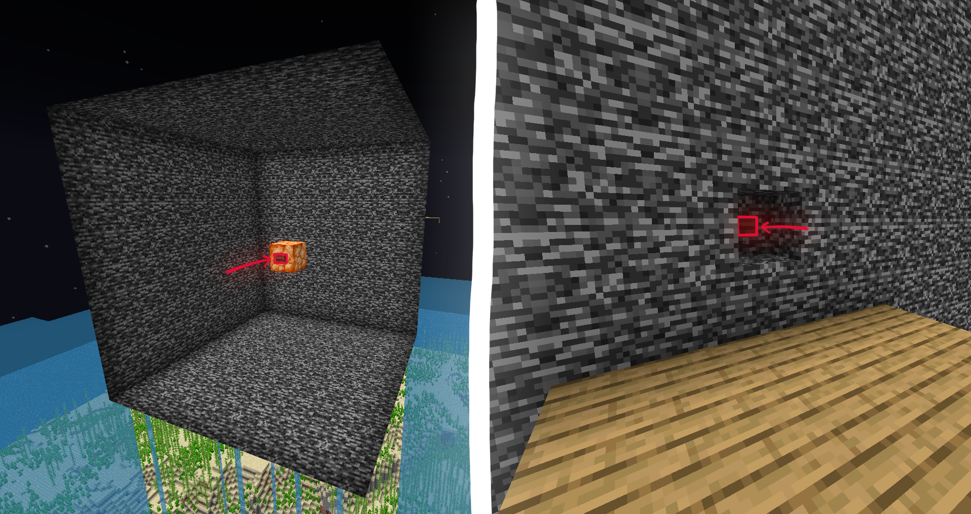 An image of the room inside showing a button, with another image of a button on the outside