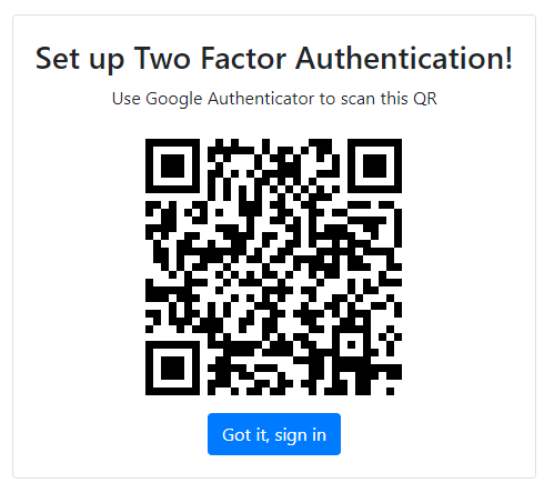 QR Code for 2FA after signing up
